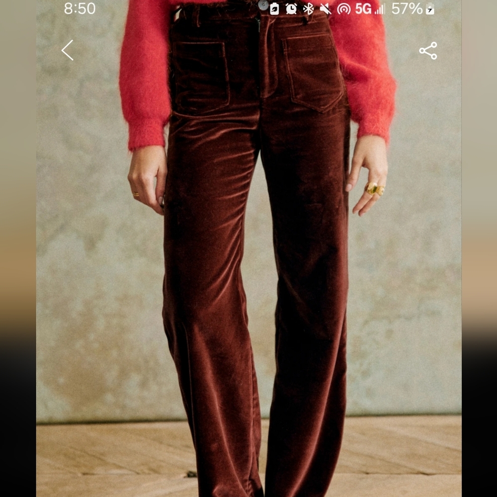 Sezane Eric 100% Cotton Velvet Trousers